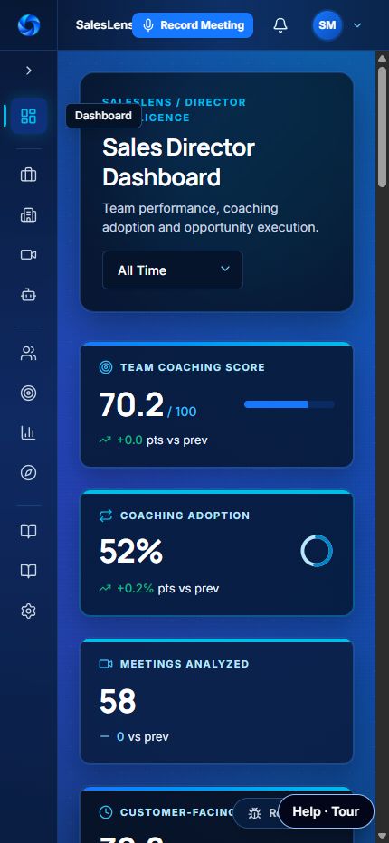 Real SalesLens Director Intelligence dashboard on mobile